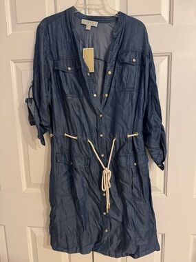 MICHAEL Michael Kors Chambray Rope-Waist Utility Dress